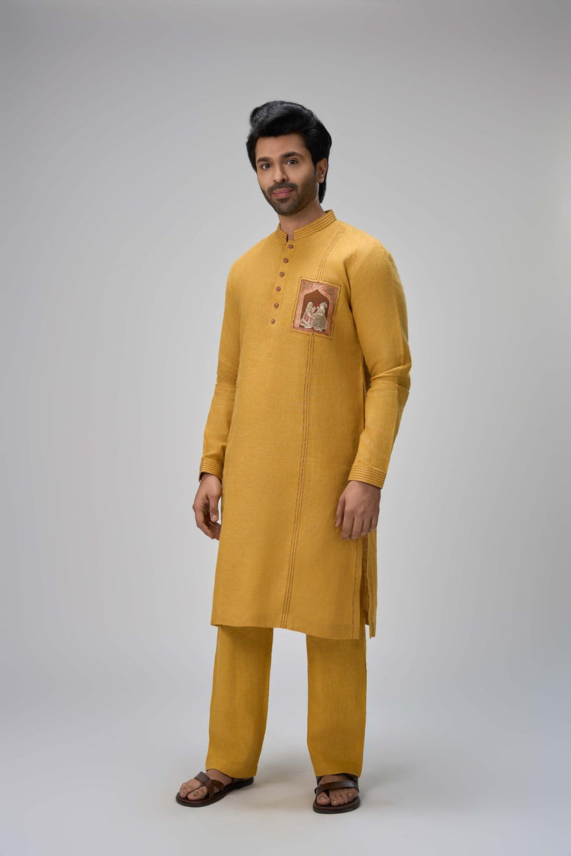 Yellow Kurta Set Traditional Embroidery