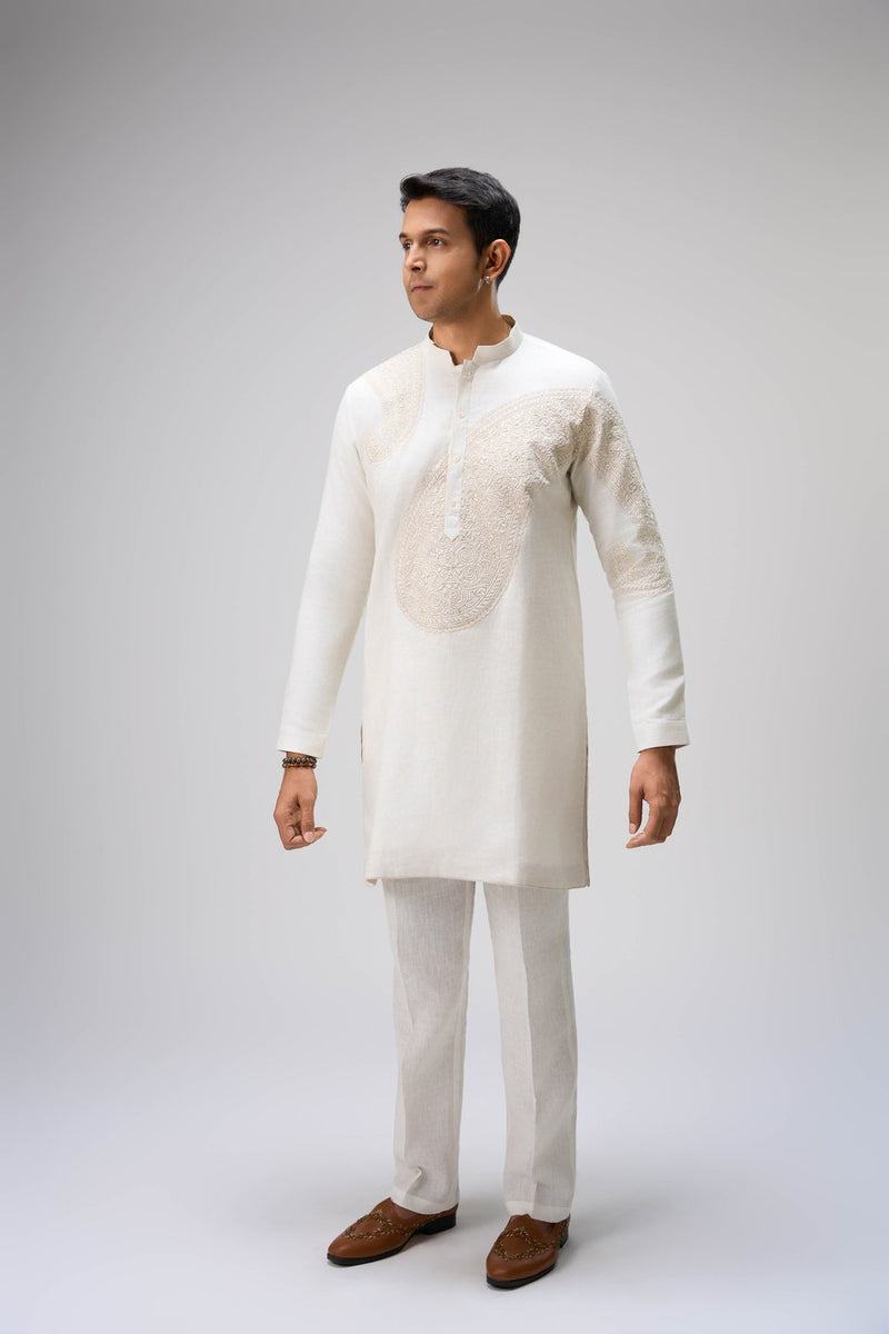 Cream Kurta Set with Embroidery