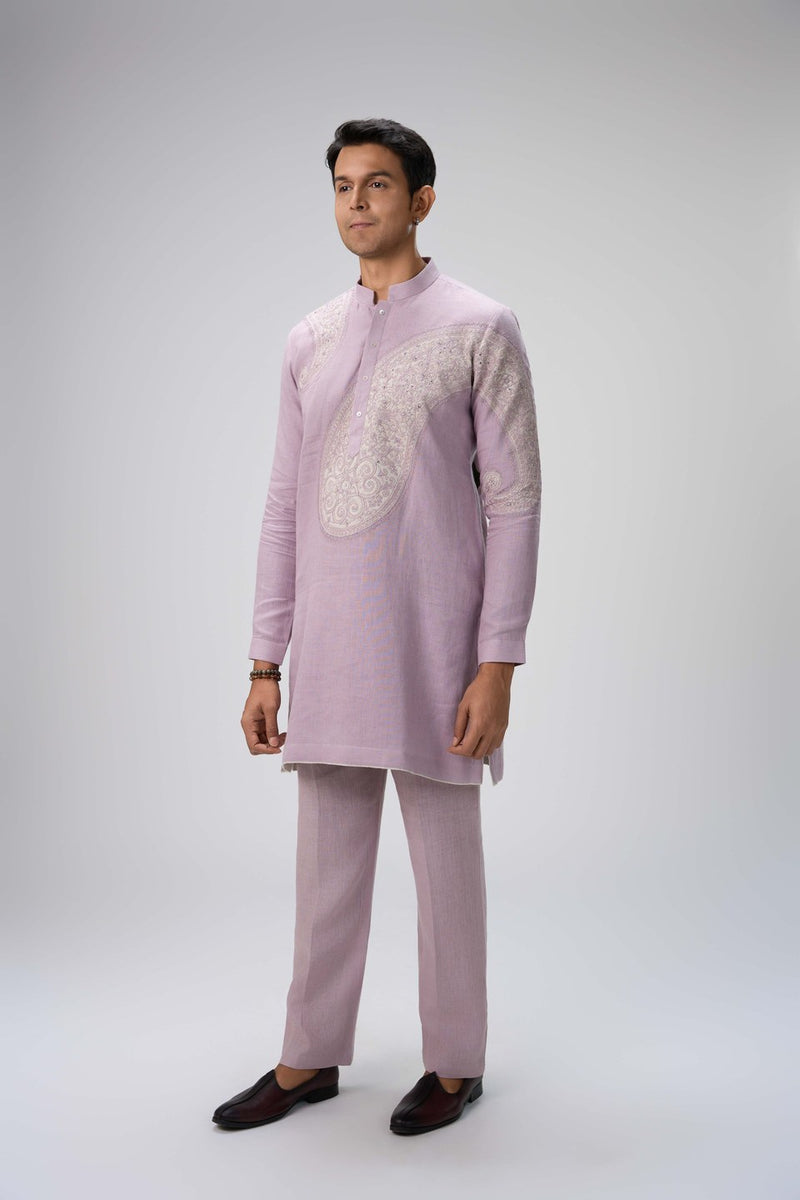 Light Purple Kurta Set with Embroidery