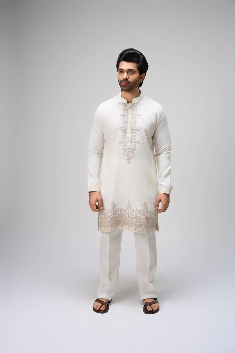 Cream Kurta Set with Embroidery