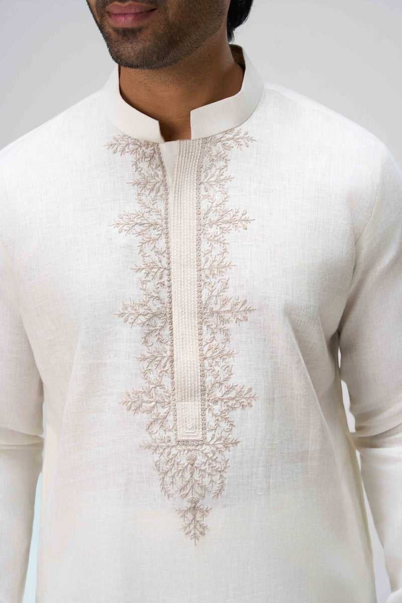 Cream Kurta Set with Embroidery