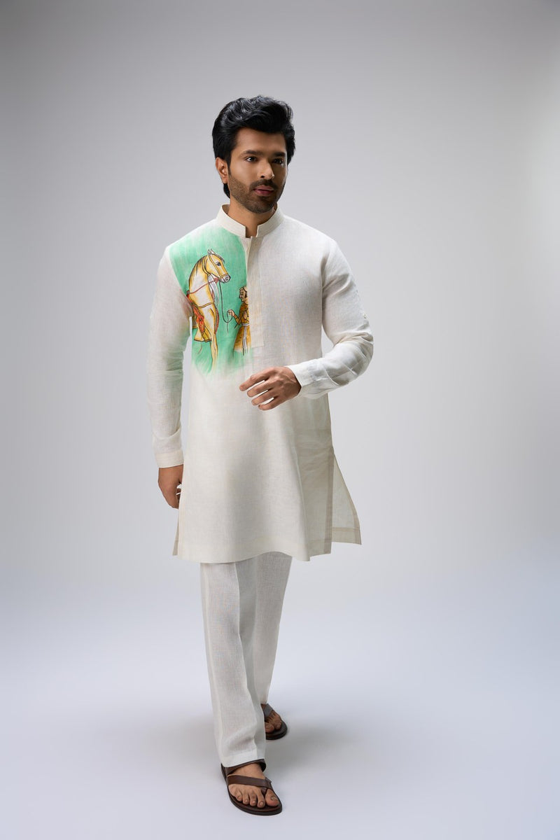 Cream Kurta Set with Stole
