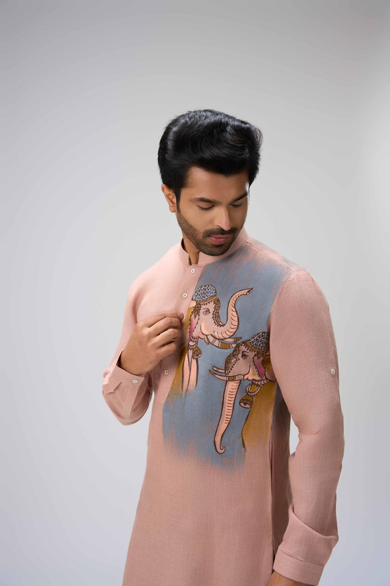 Pink Kurta Set with Print