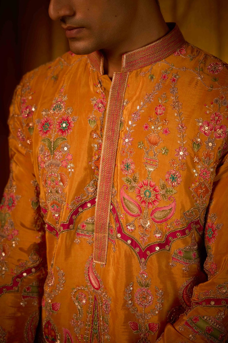 Orange Kurta Embroidered Design