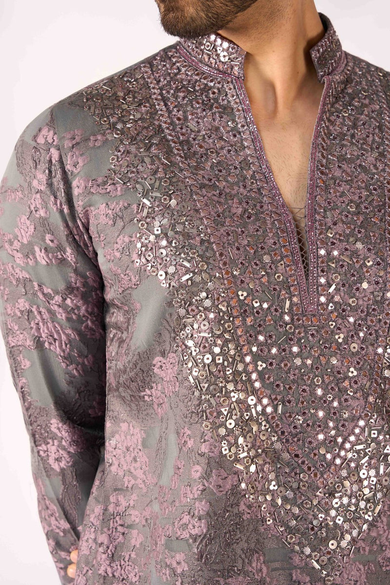Grey Kurta Embroidered Elegant Design