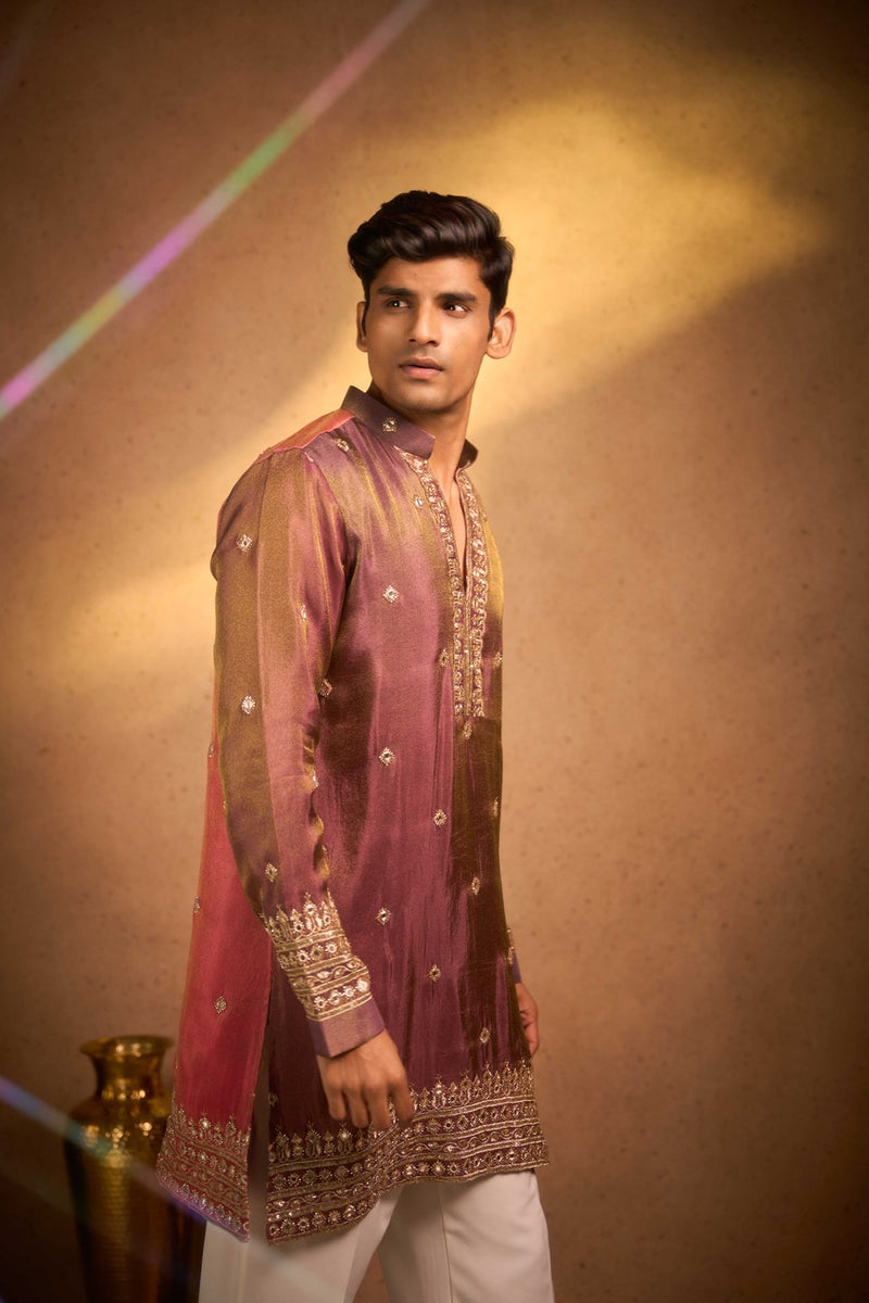 Maroon Kurta Embroidered Placket