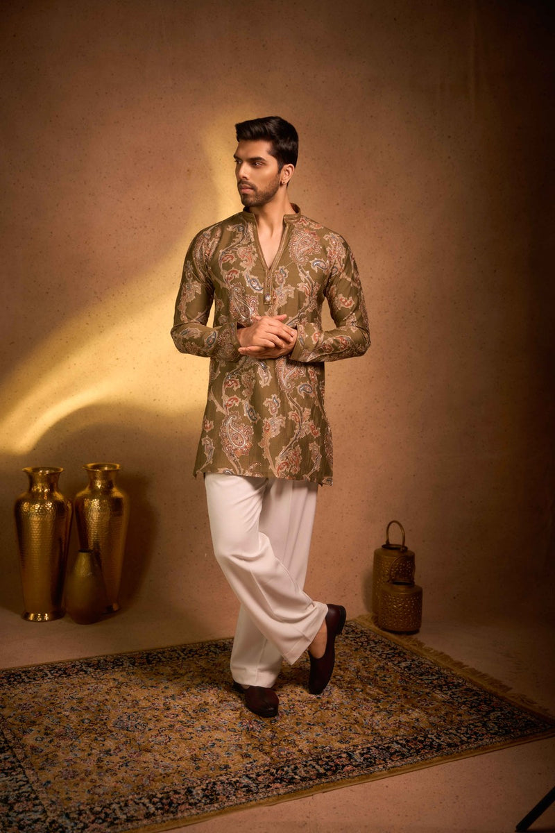 Brown Kurta Set Printed Pattern
