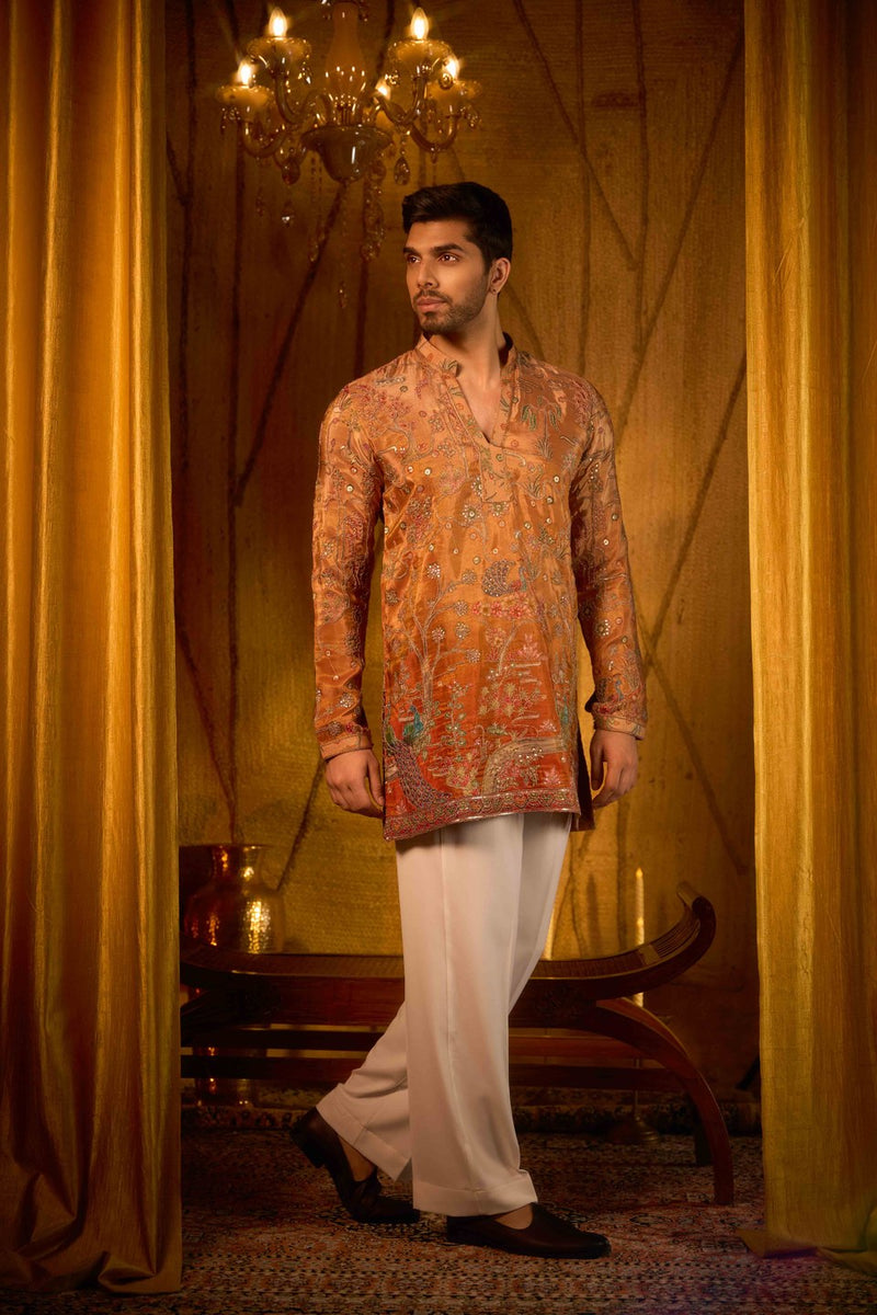 Orange Kurta Printed Design