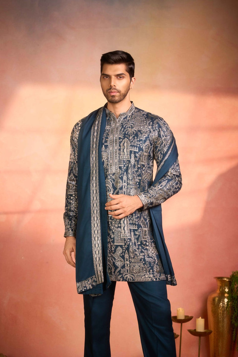 Blue Kurta Set Embroidery Detailing
