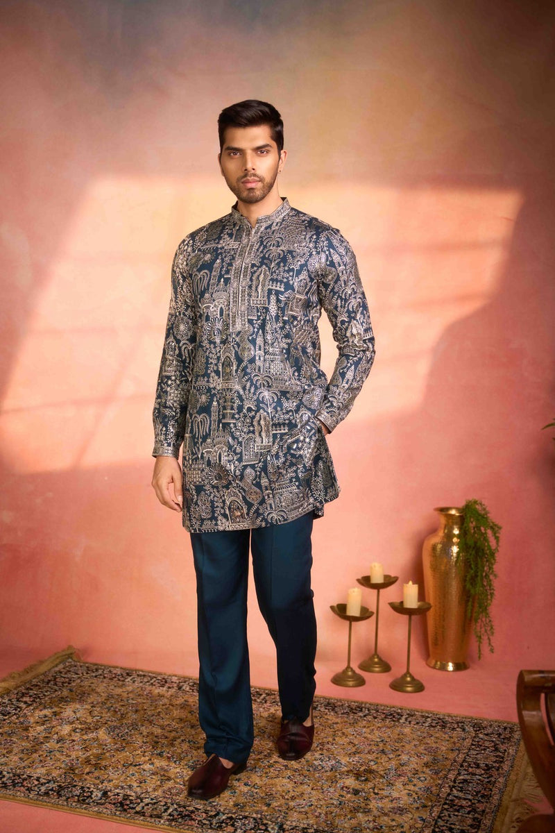Blue Kurta Set Embroidery Detailing