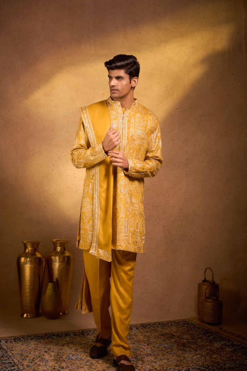 Gold Kurta Set Embroidered