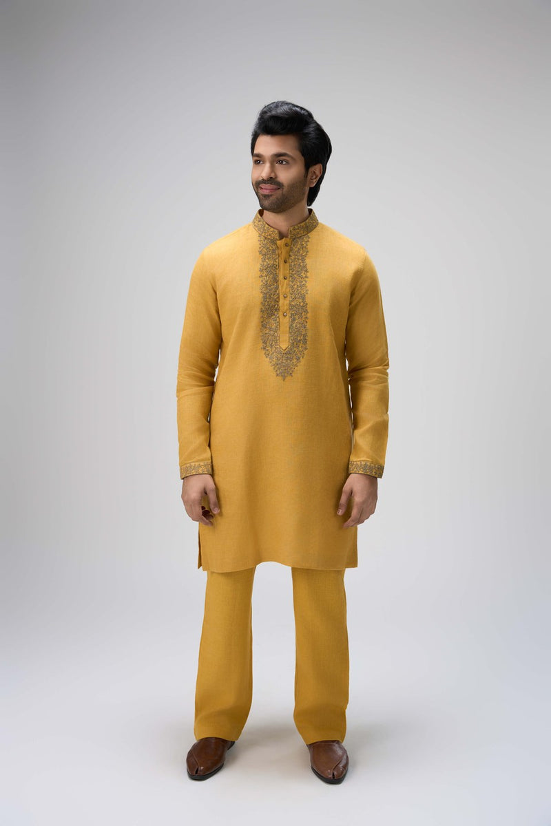 Yellow Kurta Set with Embroidery