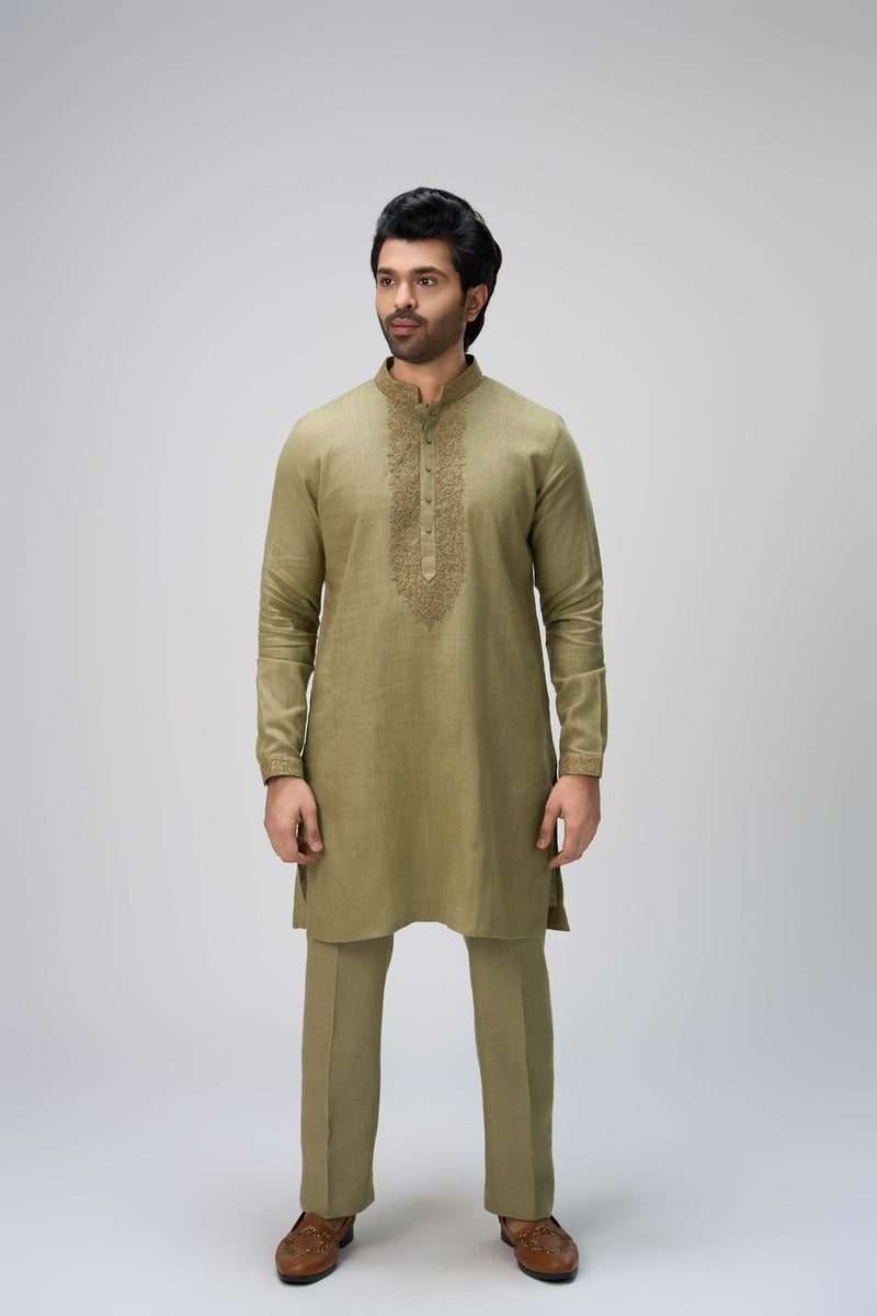 Green Kurta Set with Embroidery