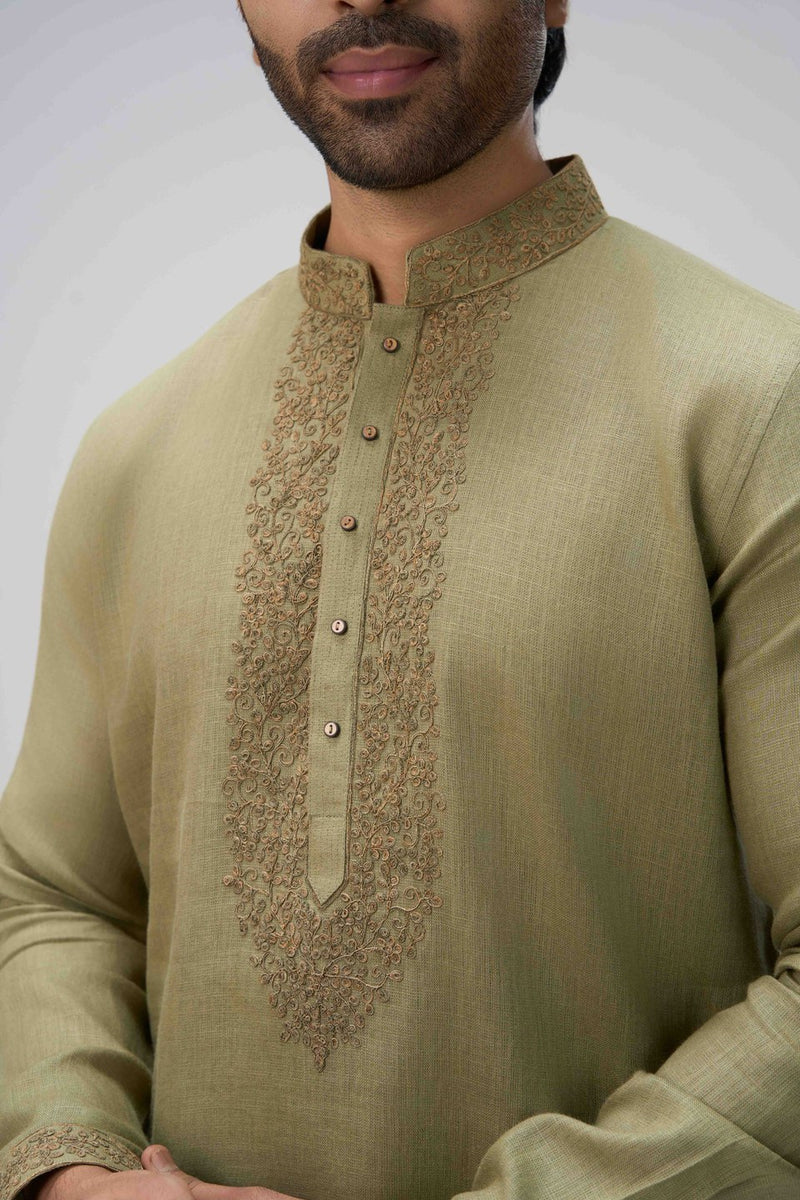 Green Kurta Set with Embroidery