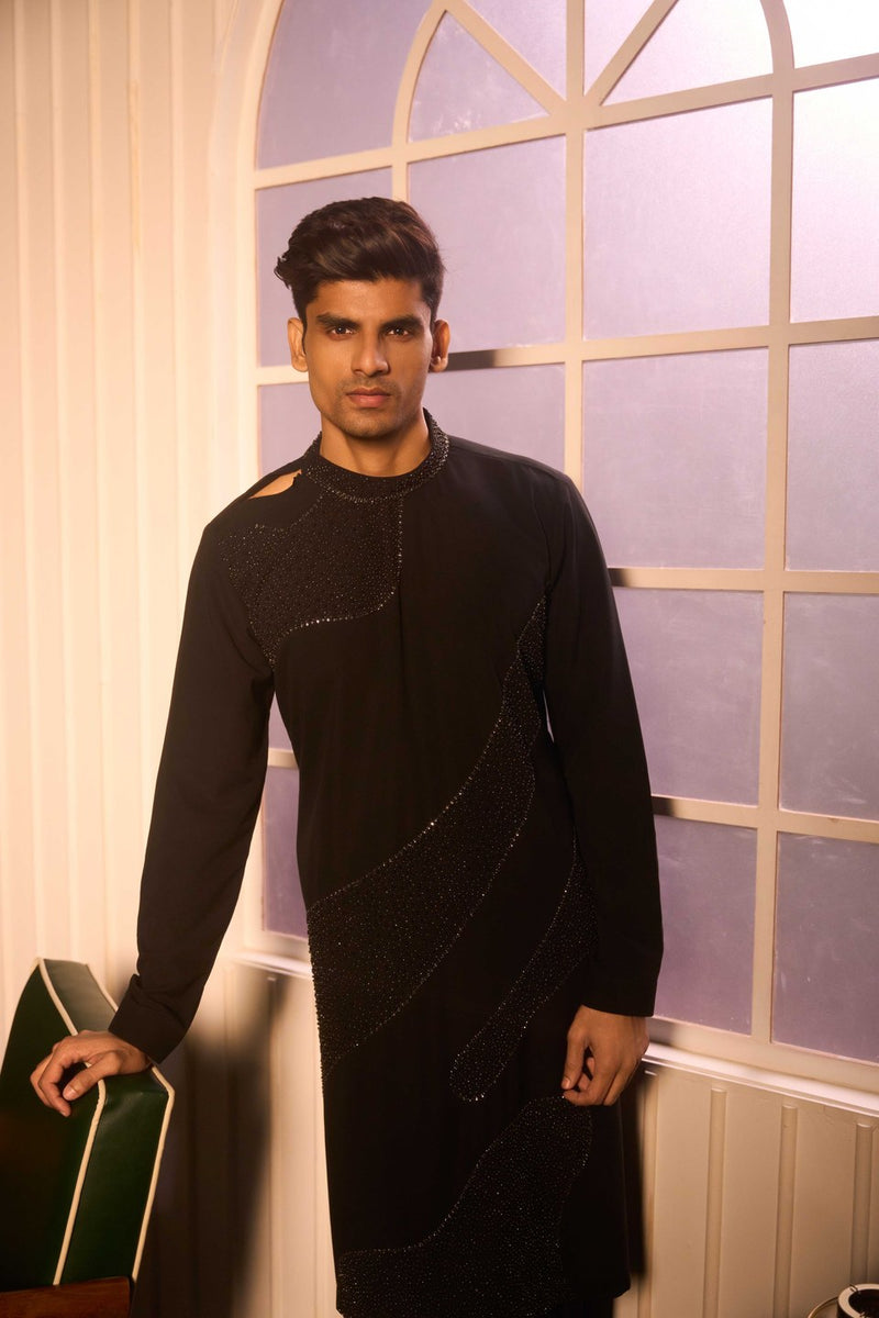Black Kurta Set with Detailing