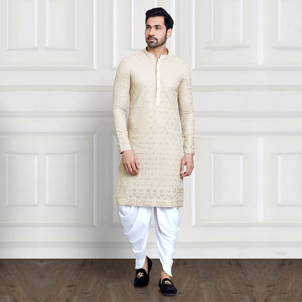 Tradition Beige Peshwari Kurta for Men