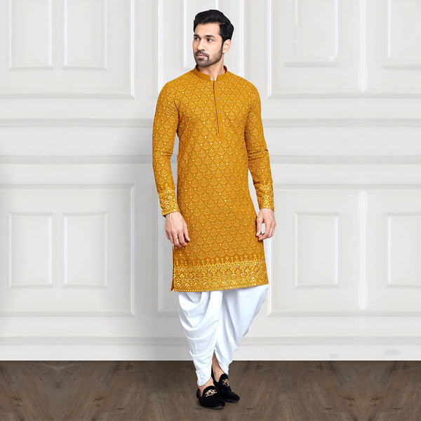 Golden Spice Mustard Yellow Kurta for Men