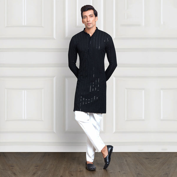 Shimmer Navy Hue Long Sparkle Kurta