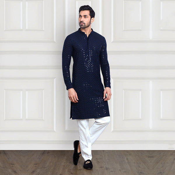 Stellar Navy Sequin Kurta Set