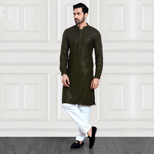 Enigmatic Emerald Sequin Kurta Set