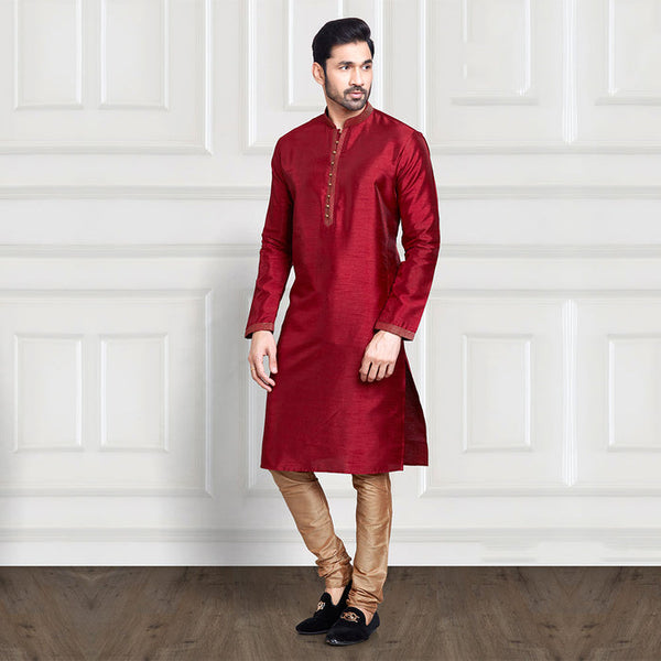 Luxe Silk Kurta with Golden Pajama Set