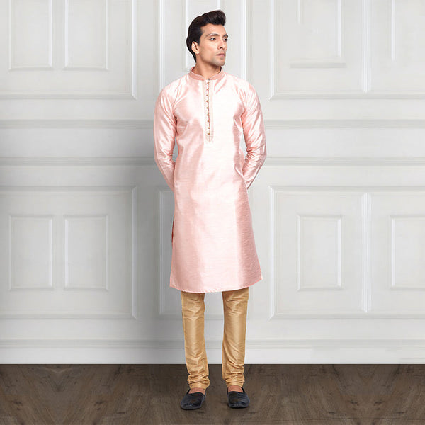 Blush Pink Kurta Set With Gilded Pant