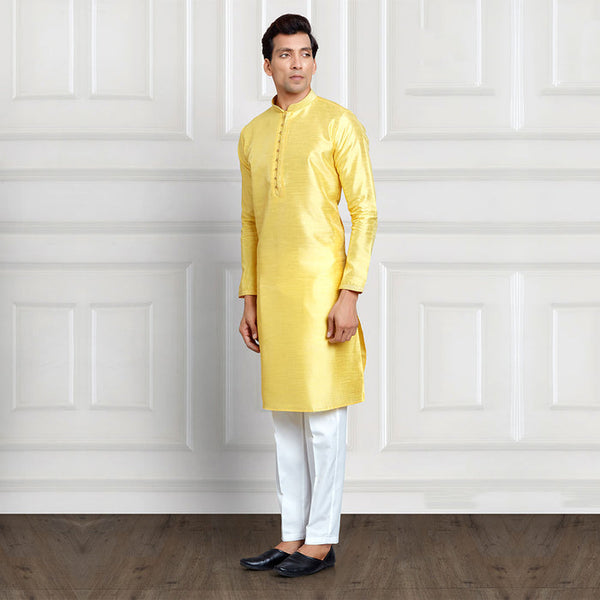 Sunlight Yellow and White Kurta Pant Set