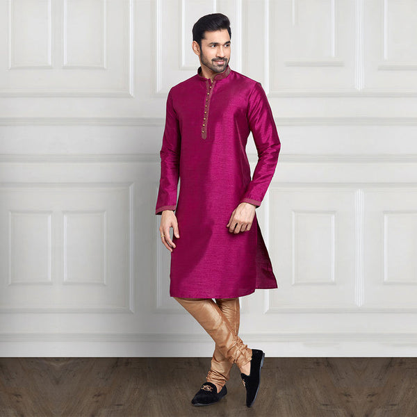 Luxurious Magenta Pink and Gold Kurta Set