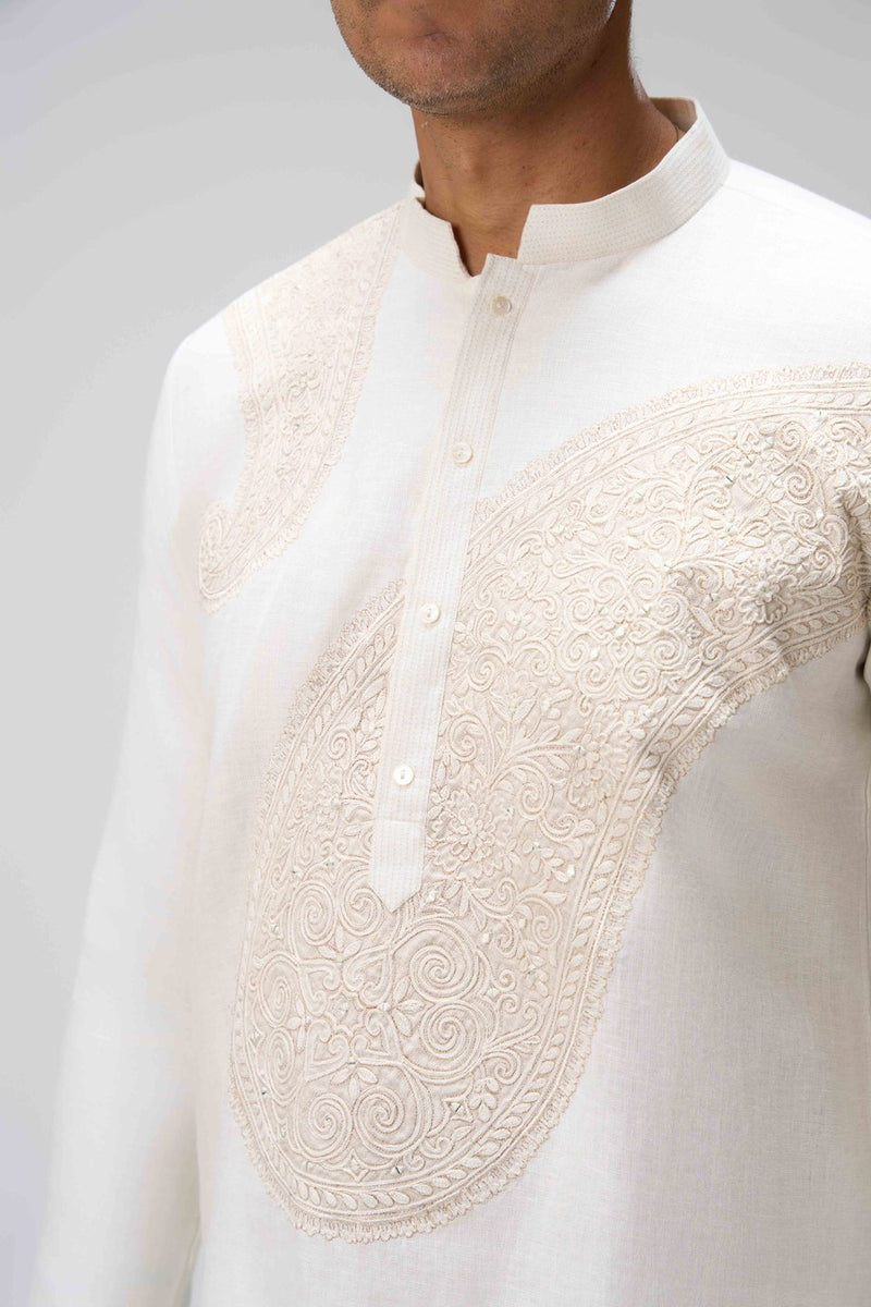 Cream Kurta Set with Embroidery
