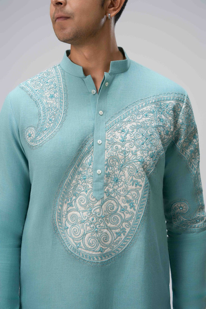 Light Blue Kurta Set with Embroidery