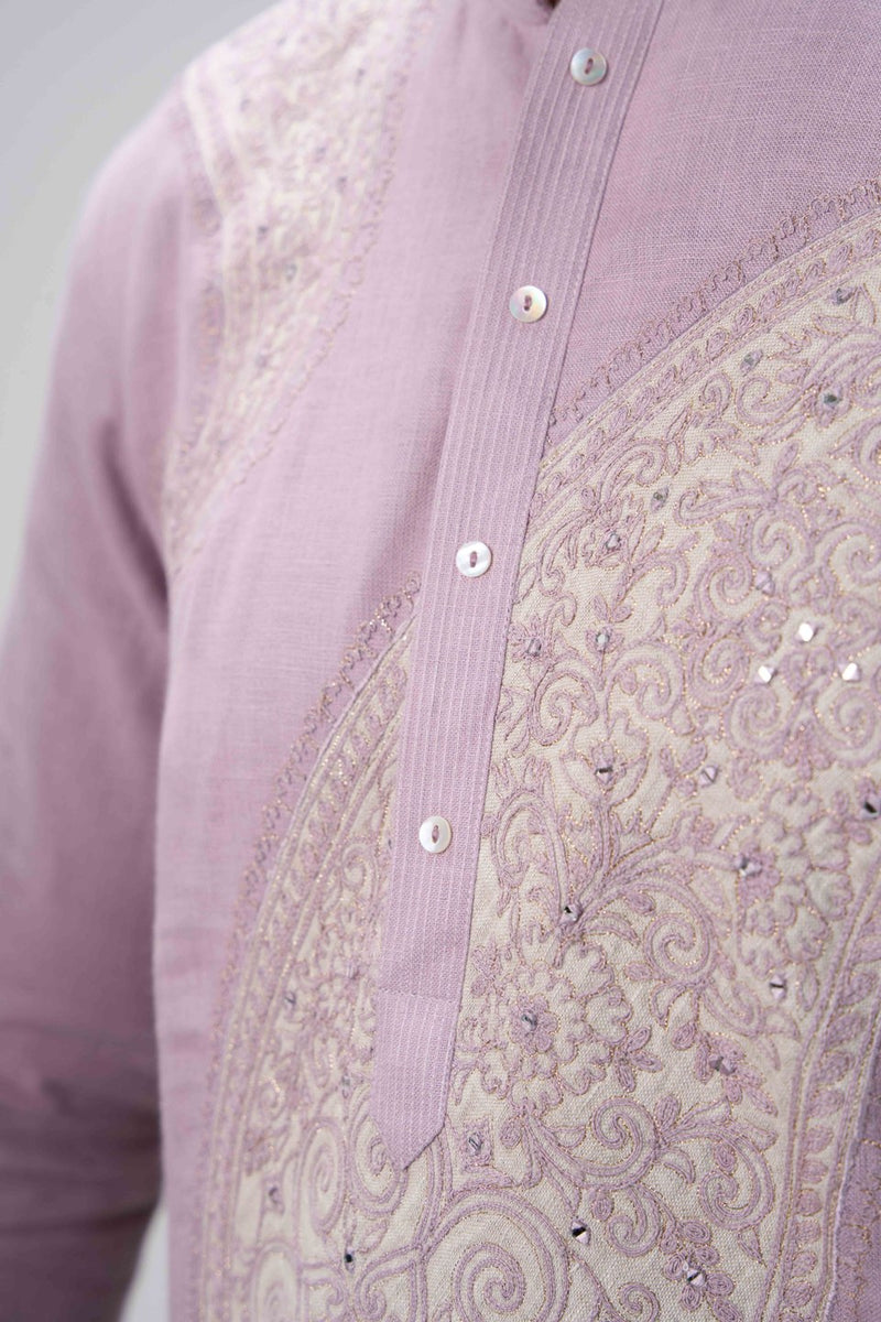 Light Purple Kurta Set with Embroidery
