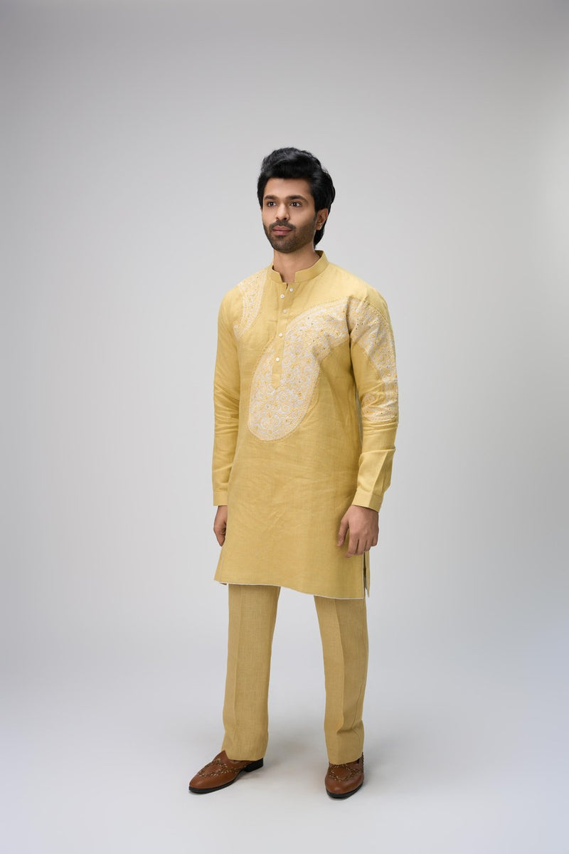 Yellow Kurta Set with Embroidery