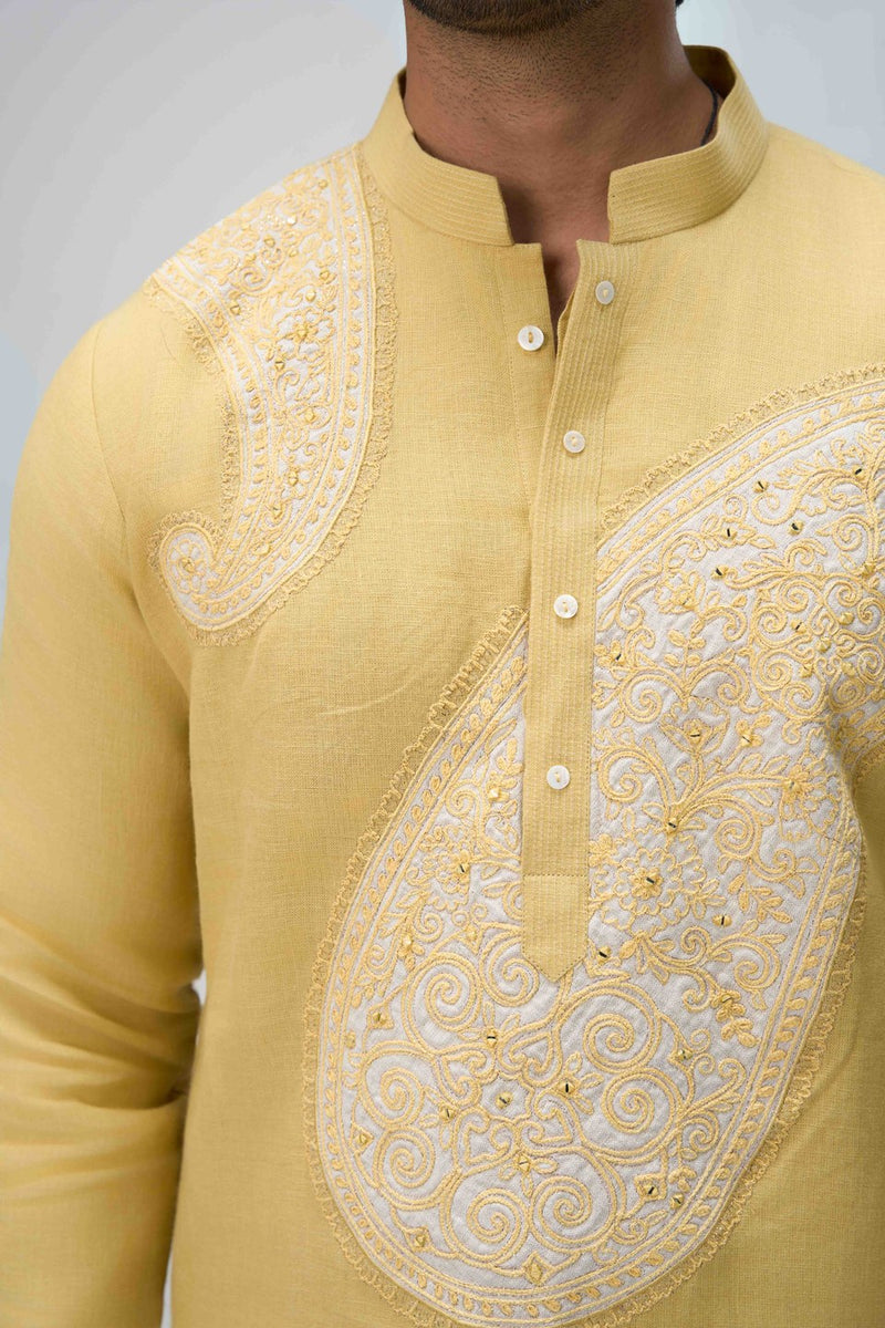 Yellow Kurta Set with Embroidery