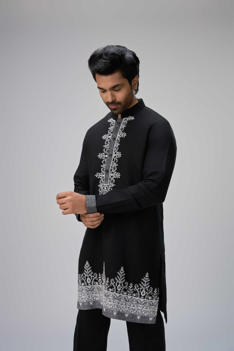 Black Kurta Ethnic Style Embroidery