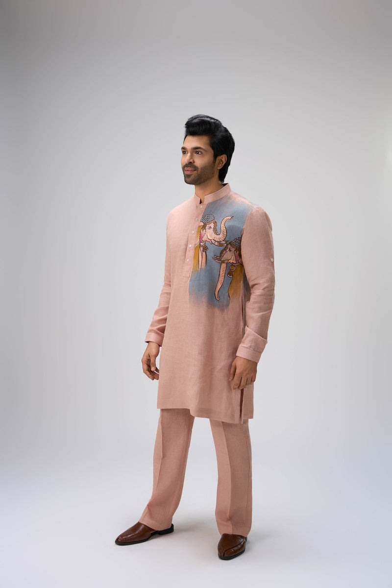 Pink Kurta Set with Print