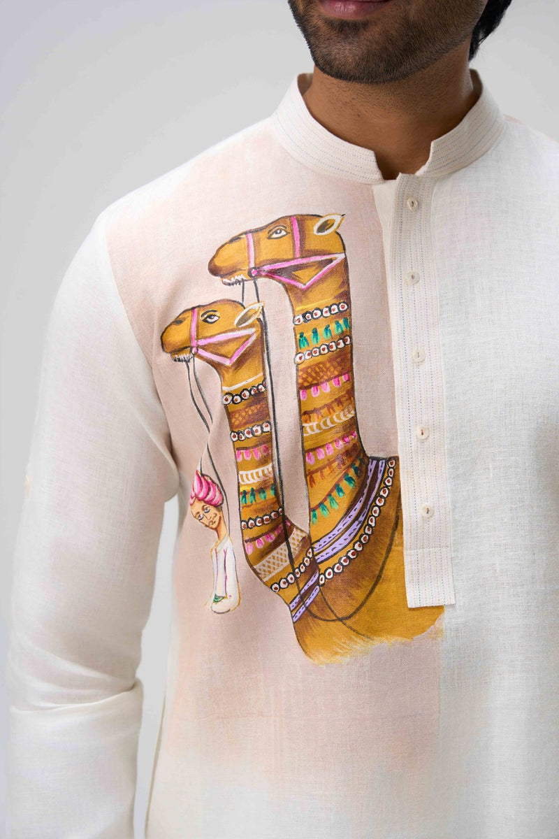 White Kurta Set with Embroidery