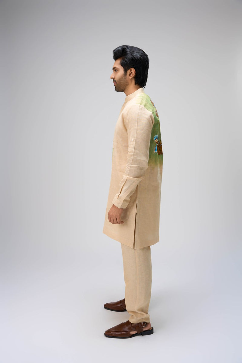 Beige Kurta Set with Artistic Detailing