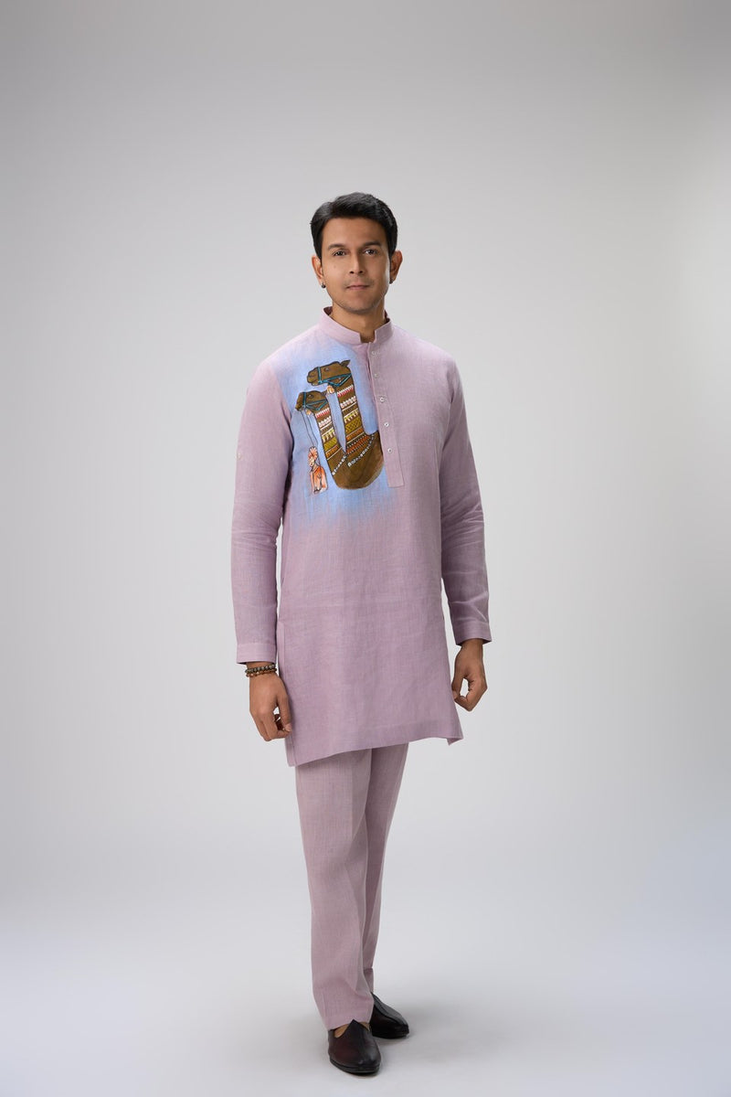 Pink Kurta Set with Artistic Detailing