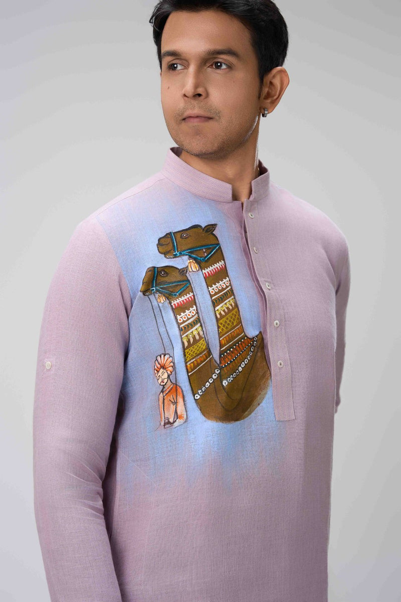 Pink Kurta Set with Artistic Detailing