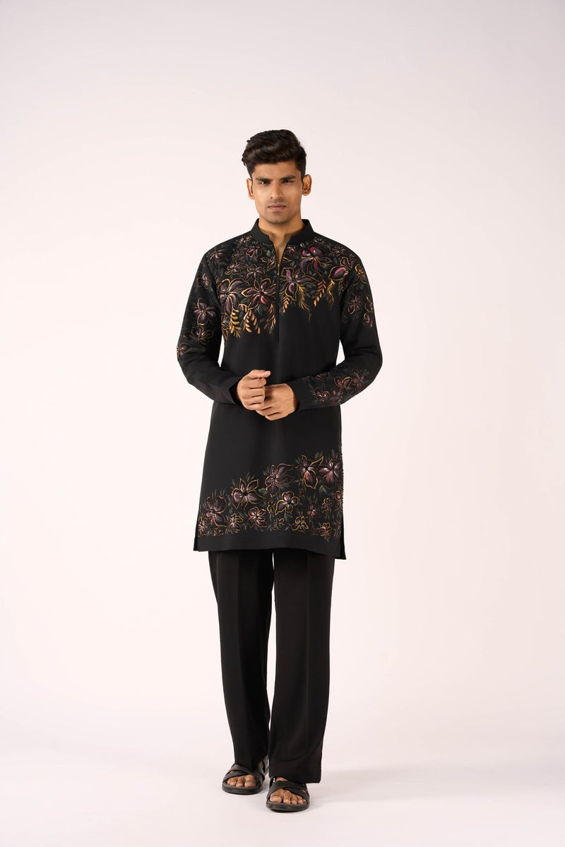 Black Kurta Set with Embroidery