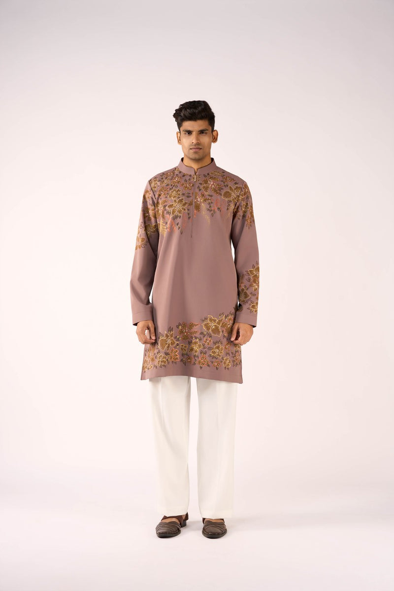 Brown Kurta with Embroidery