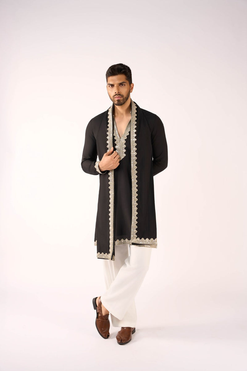 Black Kurta Set Embroidered