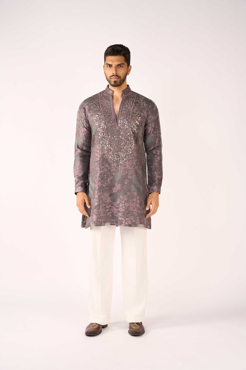 Grey Kurta Embroidered Elegant Design