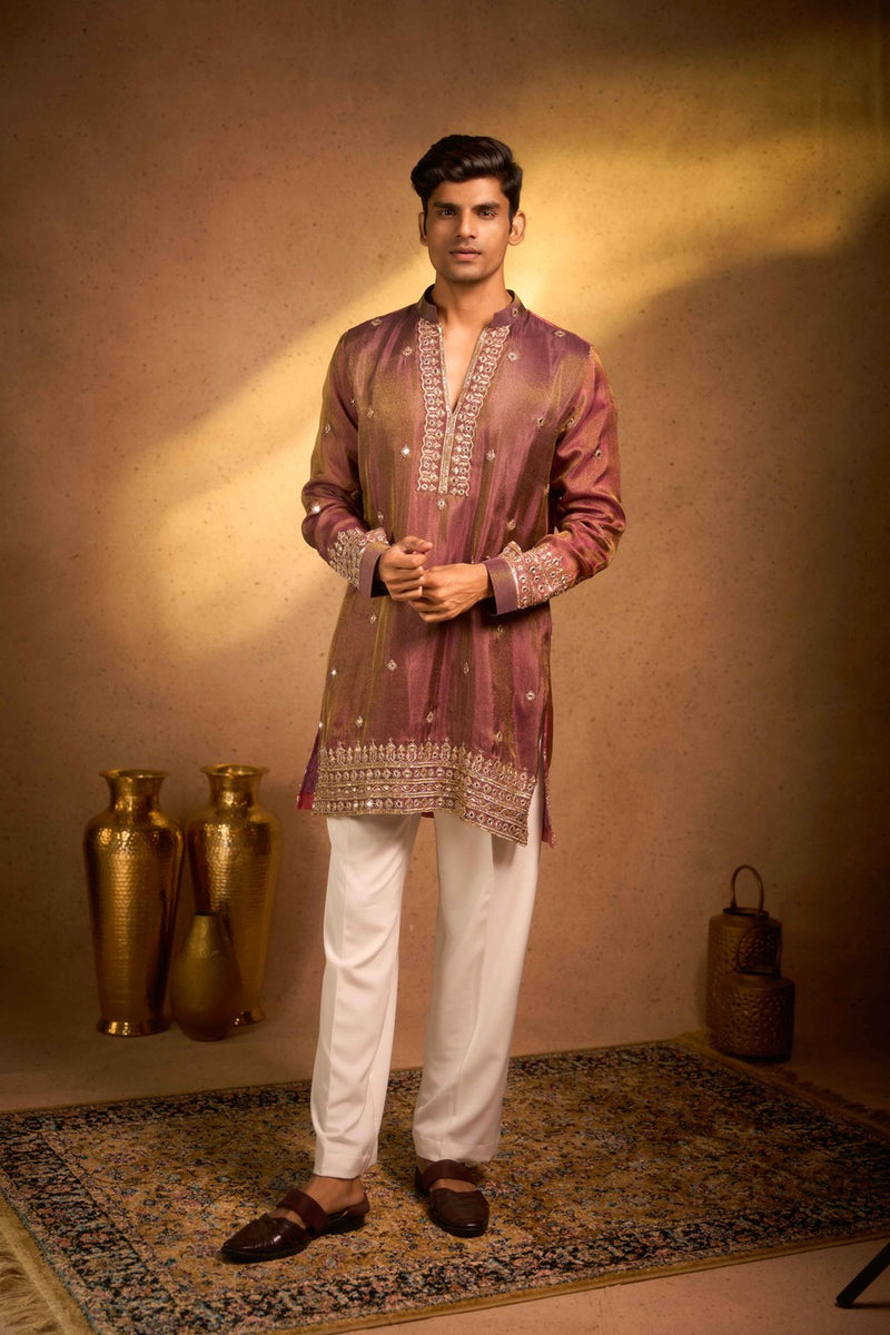 Maroon Kurta Embroidered Placket