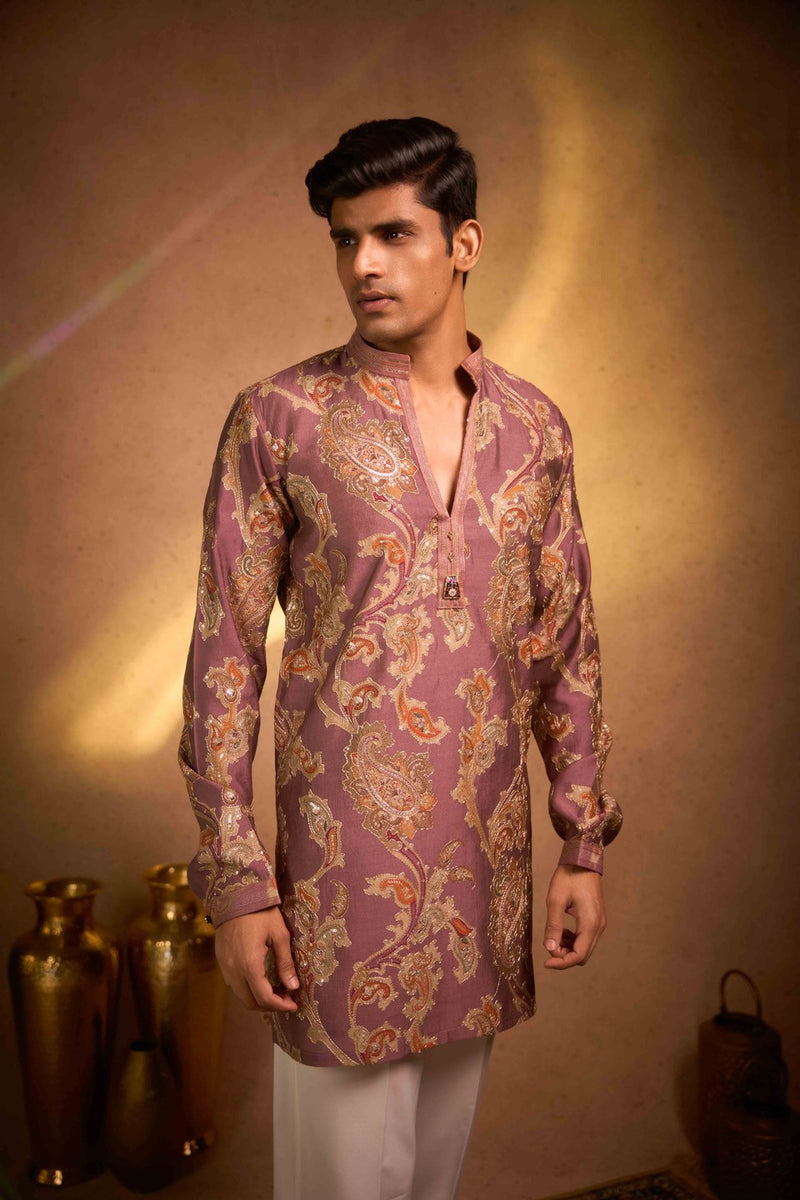Brown Kurta Printed Elegance