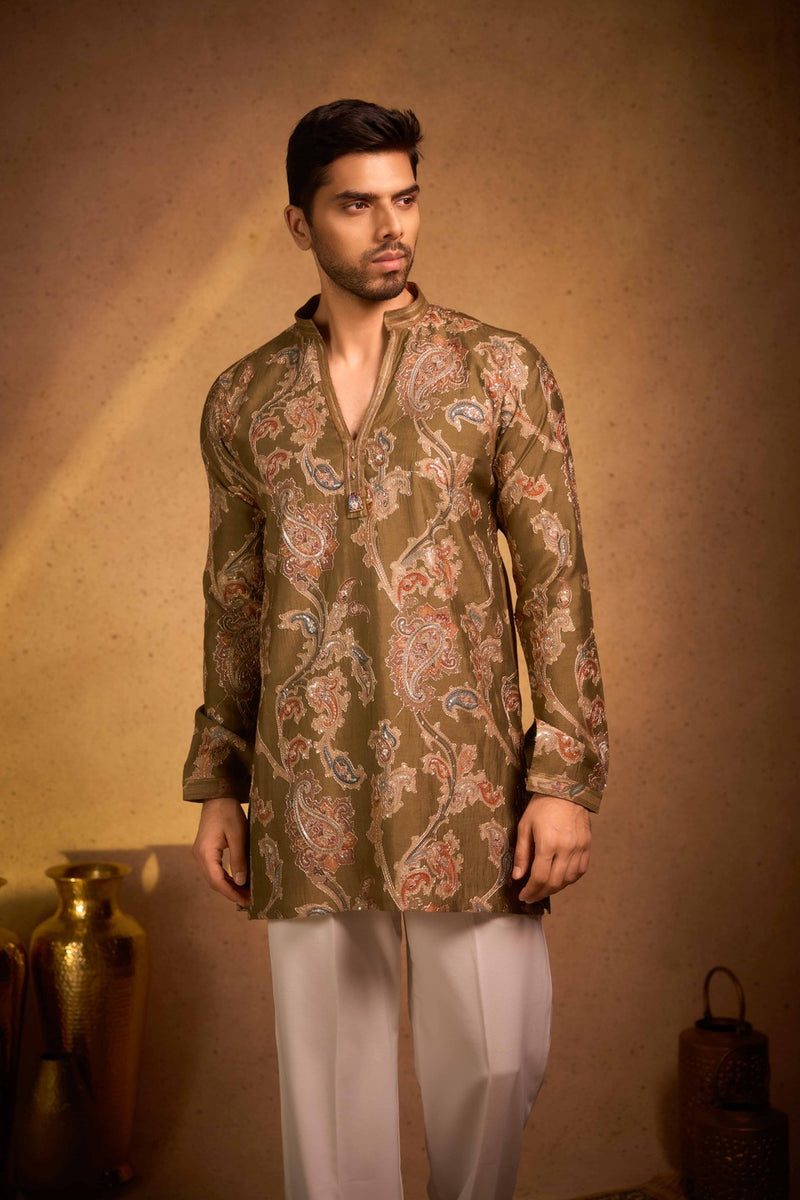 Brown Kurta Set Printed Pattern