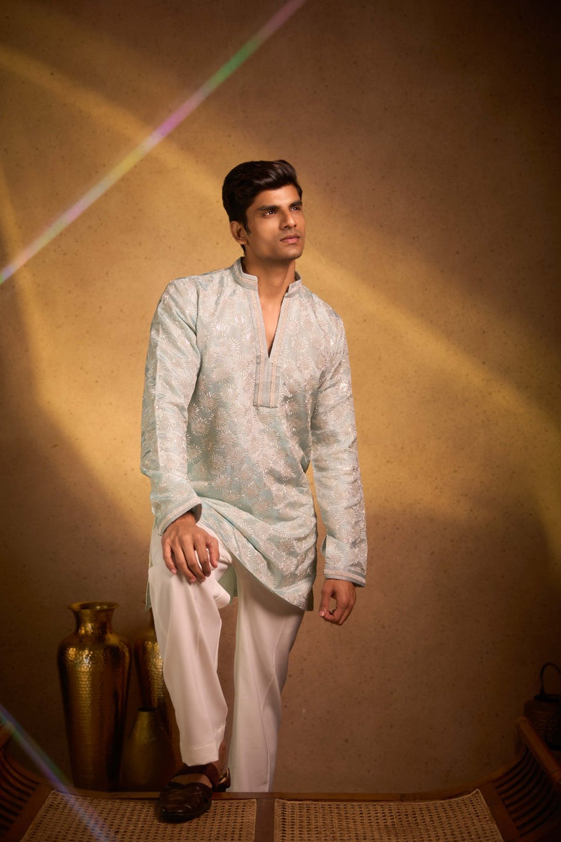 Light Green Kurta Embroidered