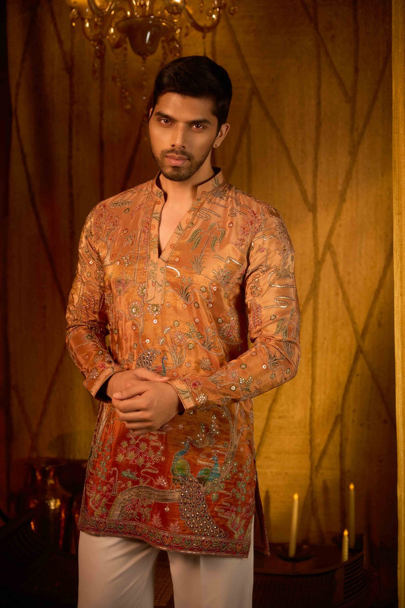 Orange Kurta Printed Design