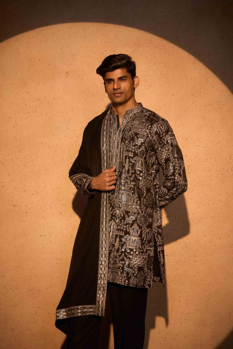 Black Kurta Embroidered Festive Look