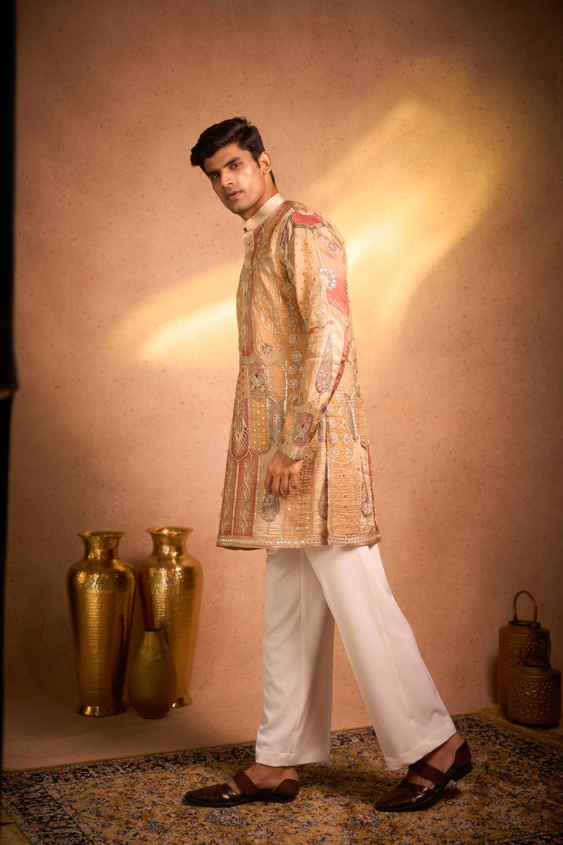 Beige Kurta Printed